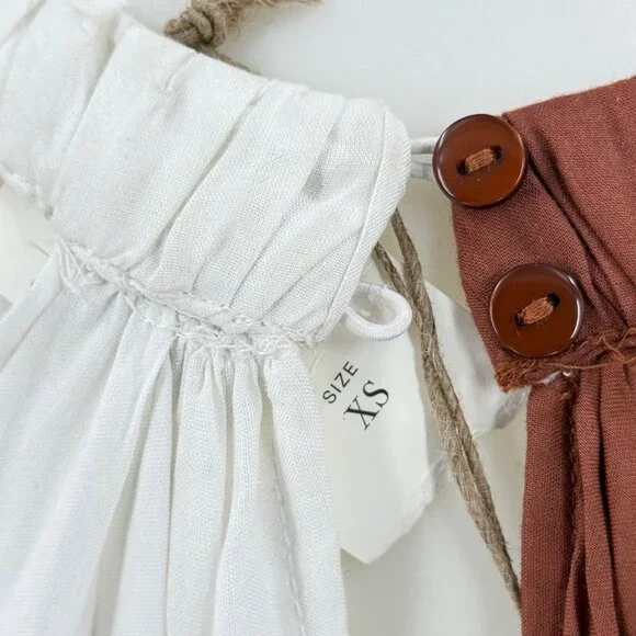 Letmebe Anthropologie XS Halter Maxi Dress Brown & White Colorblock Viscose - Picture 9 of 13